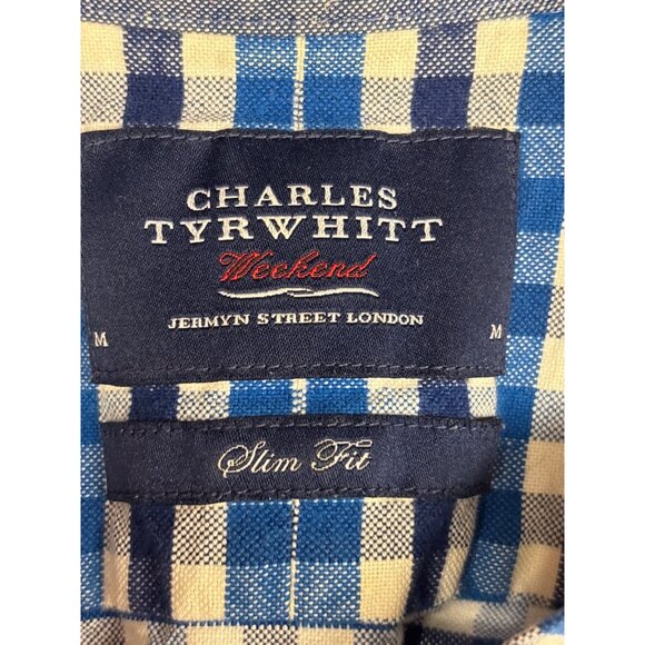 Charles Tyrwhitt Weekend Slim Fit Blue & White Checkered Shirt M - Picture 4 of 5